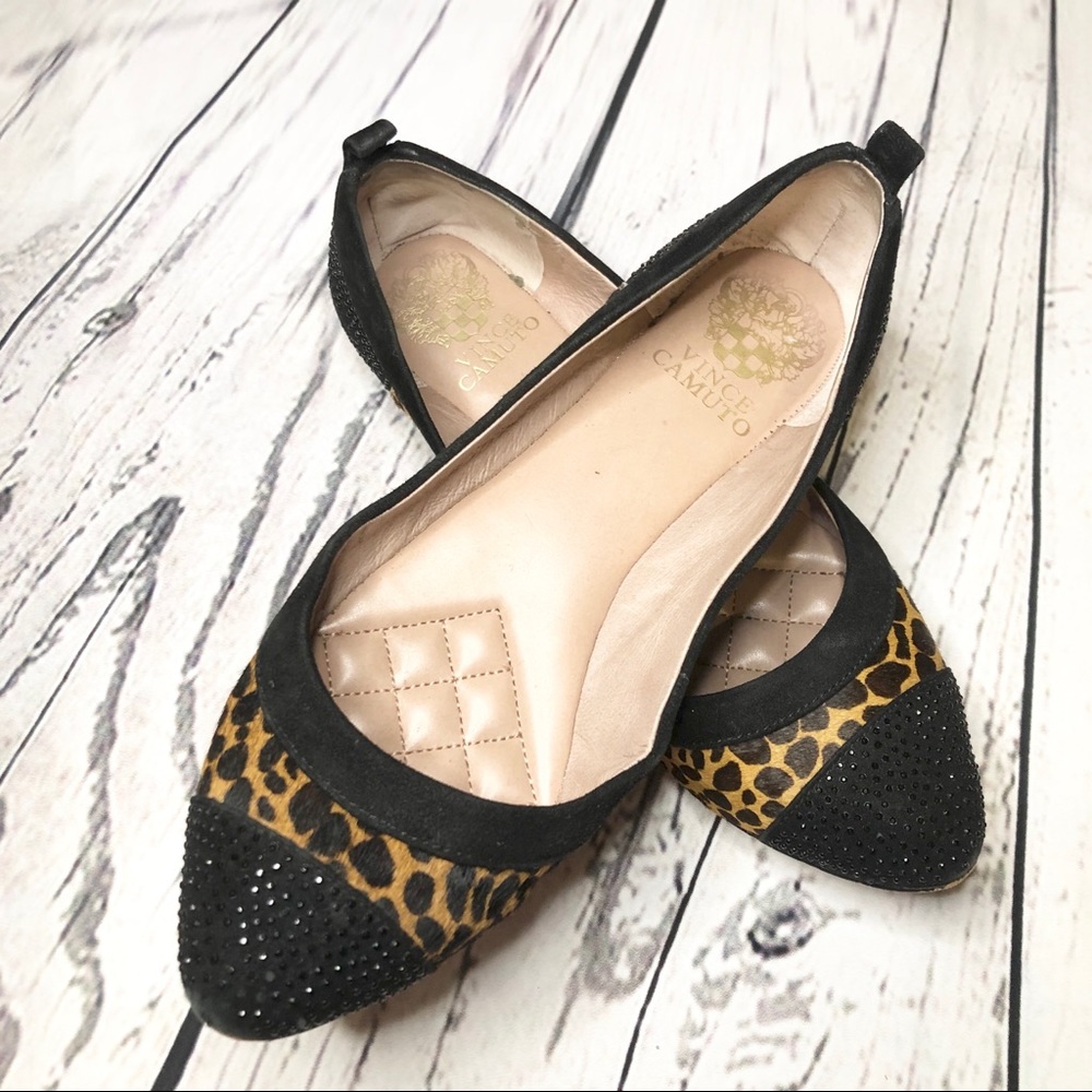 Vince Camuto Embellished Leopard Flats